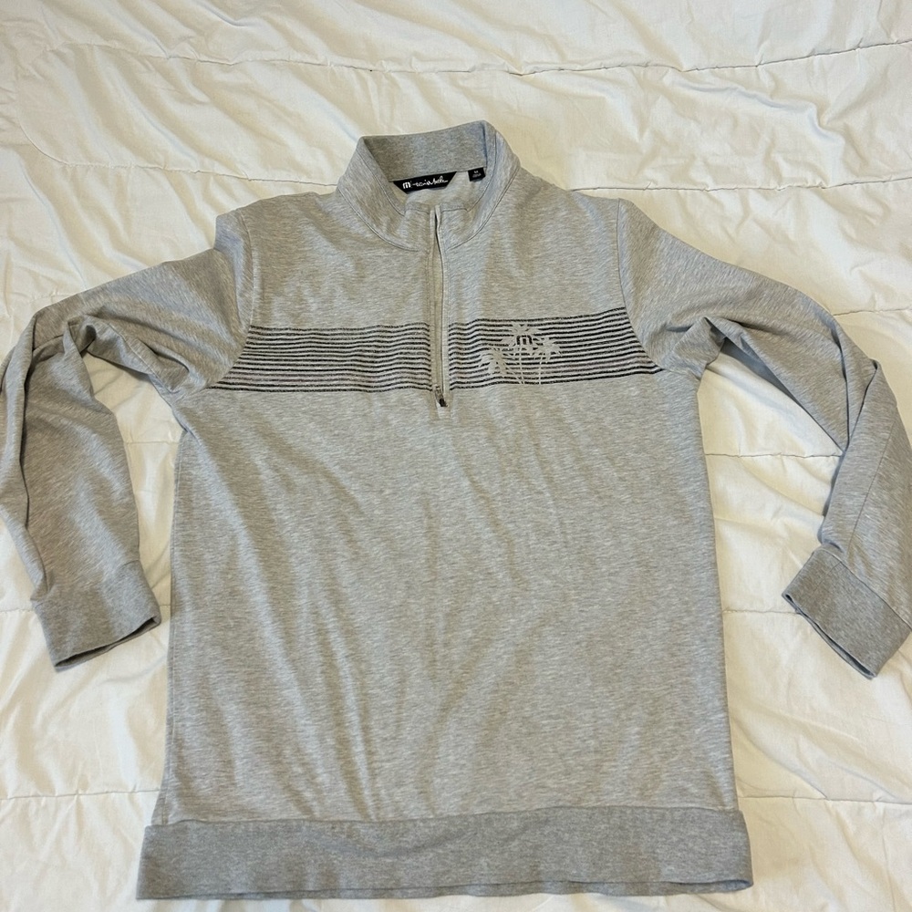 Travis Mathew Gray Quarter-Zip Sweater